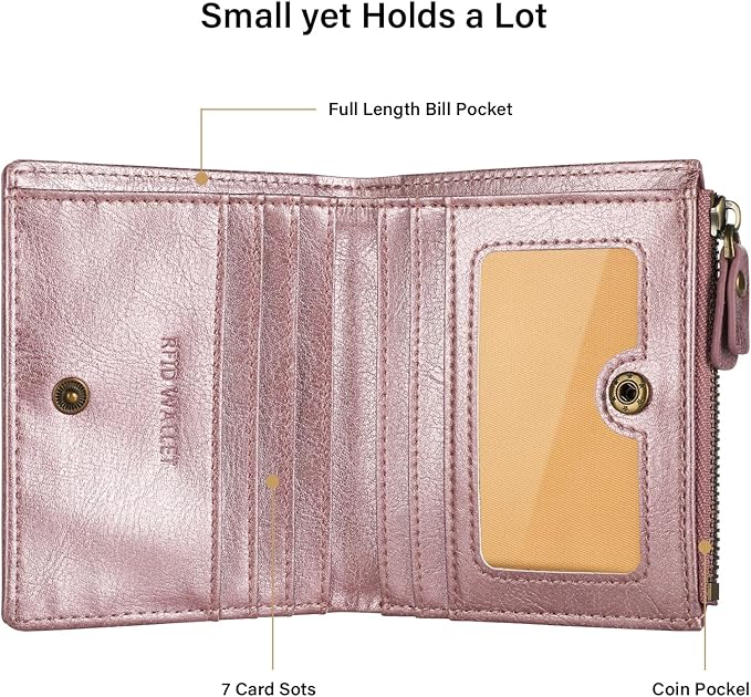 Lavemi Ultra Thin Small Compact Leather Womens Girls Wallets RFID Blocking Credit Card Holder for Women