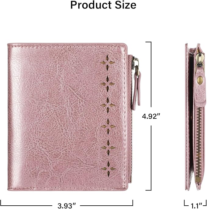 Lavemi Ultra Thin Small Compact Leather Womens Girls Wallets RFID Blocking Credit Card Holder for Women