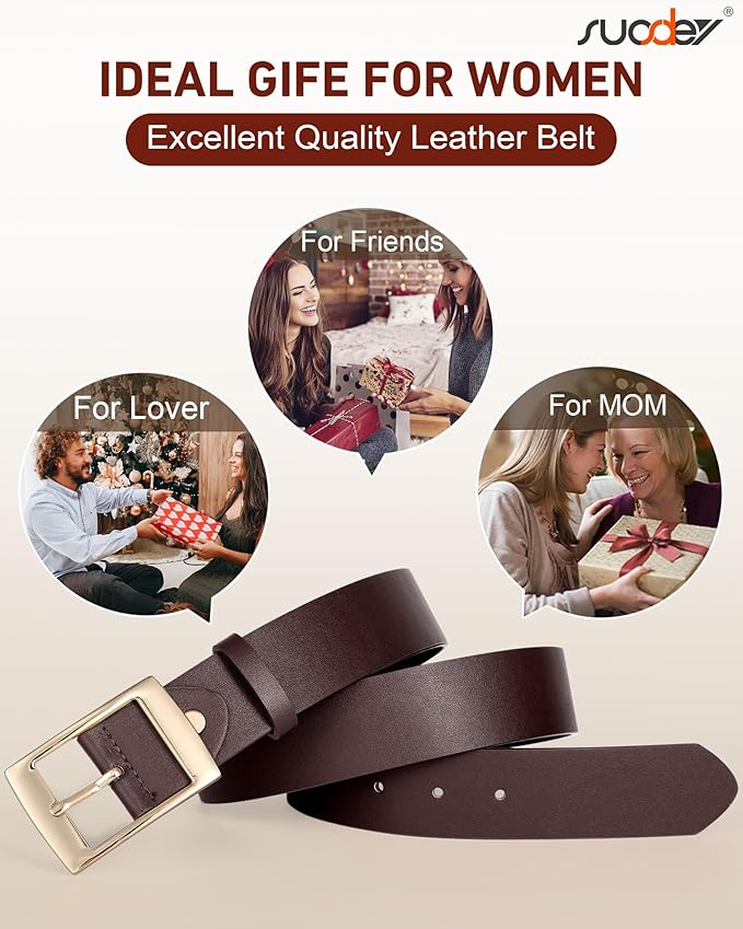 SUOSDEY Fashion Womens Leather Belts,Wide Waist Belt with Pin Buckle for Jeans Pants Dresses,1.5" width