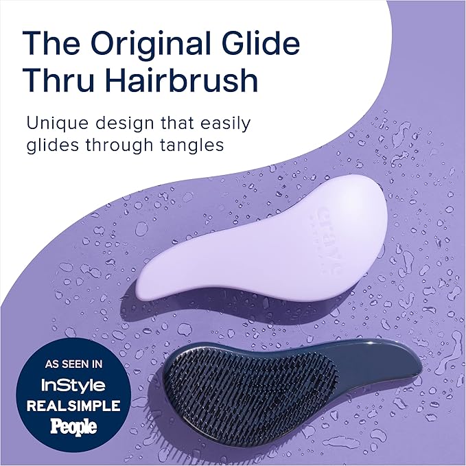 Crave Naturals Glide Thru Detangling Brush, Detangler Brush for Curly, Straight, Wet and Dry Hair Comb for Adults and Kids, Hair Accessories for Women, Turquoise and Purple
