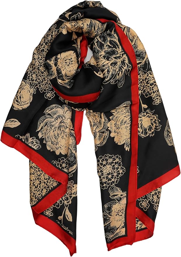 YOUR SMILE Large Mulberry Silk Feeling Long Stain Scarf Lightweight Sunscreen Shawls Wraps for Women