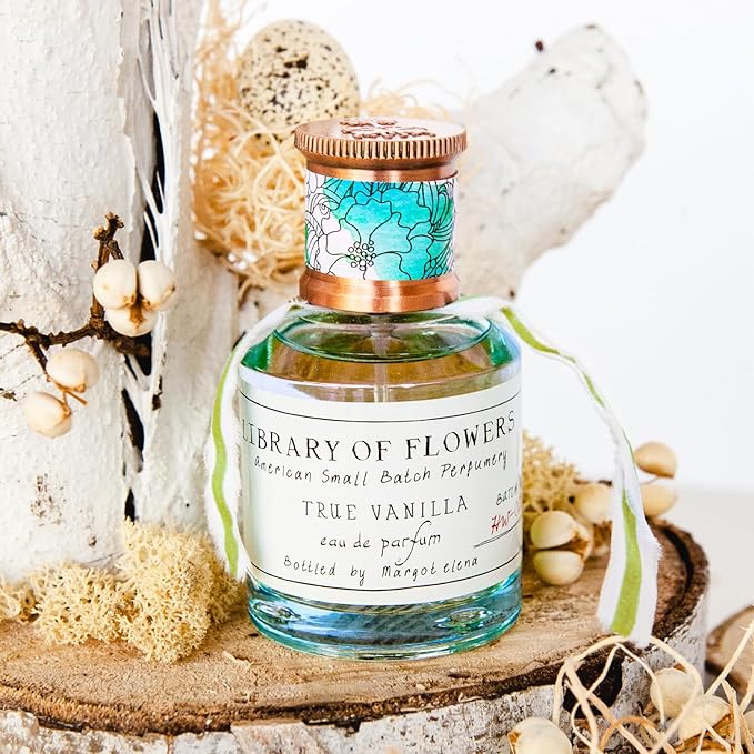 Library of Flowers True Vanilla Eau de Parfum, 1.69 Fl. Oz., Bergamot, Dark Vanilla, & Amber Scented Women's Perfume, Luxury Fragrance Spray for Women