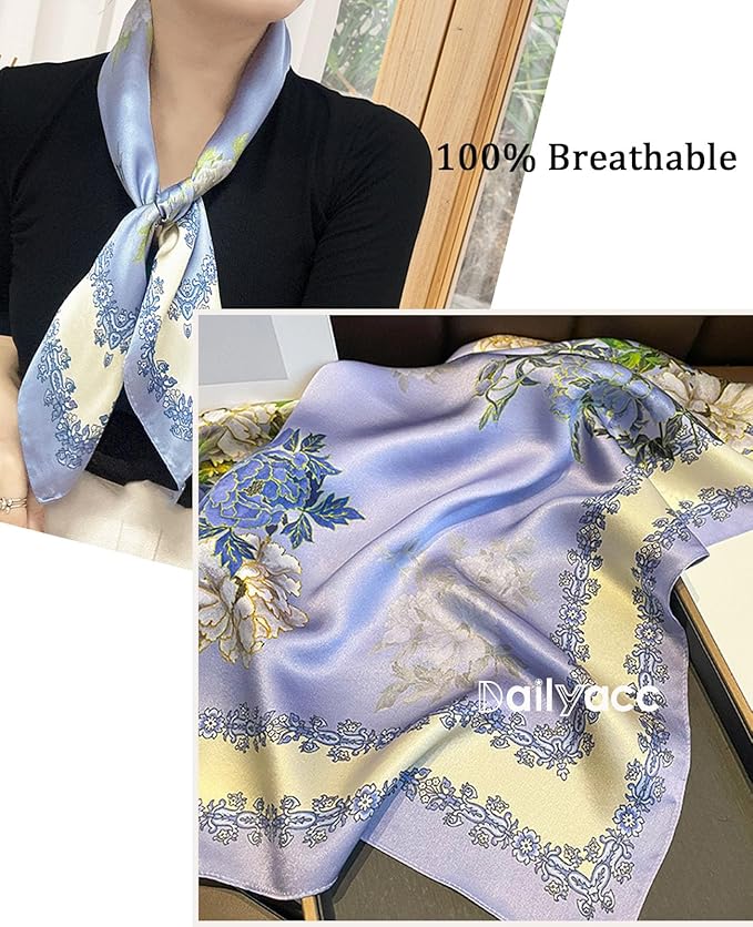 Dailyacc Hair Bandanas Scarf For Women Lightweight Fashion Neck Silk Satin Head Scarves For Sleeping Handbags Scarf