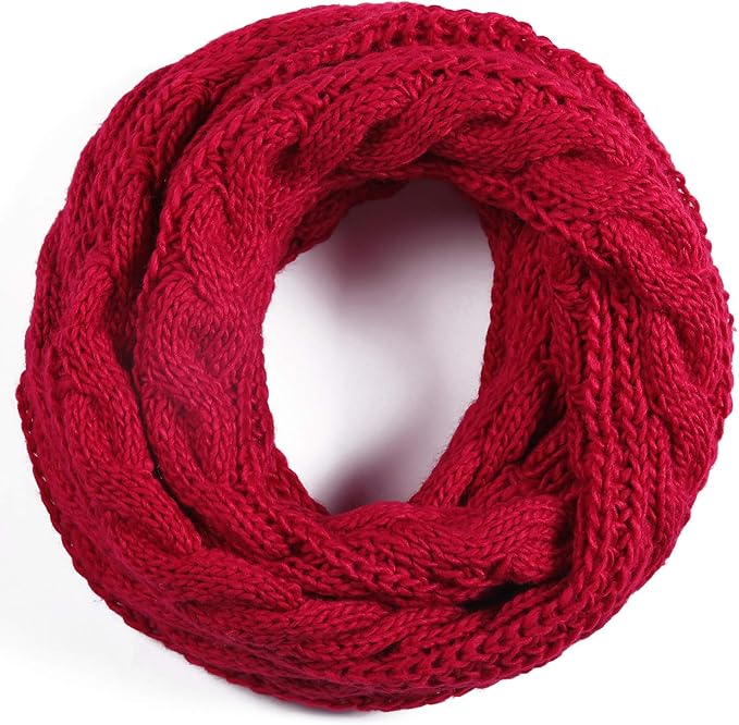 QUEENFUR Winter Women Thick Cable Knit Ribbed Infinity Circle Loop Scarf