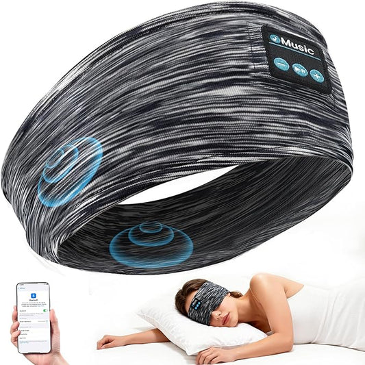 Sleep Headband Headphones,Bluetooth Headbands with Ultra-Thin Speakers for Side Sleepers, Sleep Mask, Wireless Music Headband for Running, Yoga, Travel & Meditation, Ideal Gift for Men Women Teens