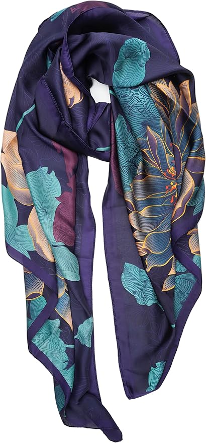 YOUR SMILE Large Mulberry Silk Feeling Long Stain Scarf Lightweight Sunscreen Shawls Wraps for Women