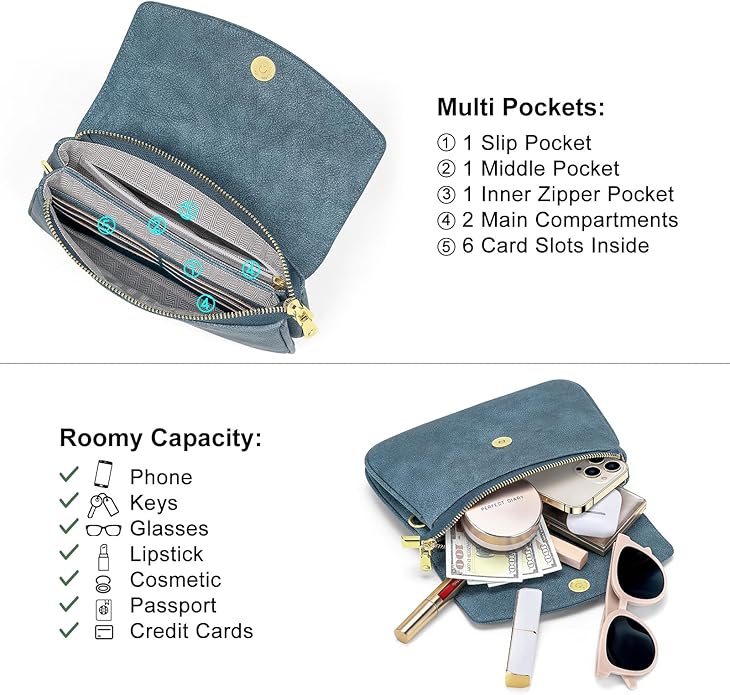 Peacocktion Small Crossbody Bags for Women Travel Wristlet Wallets Trendy Small Vegan Leather Cell Phone Purse Handbag