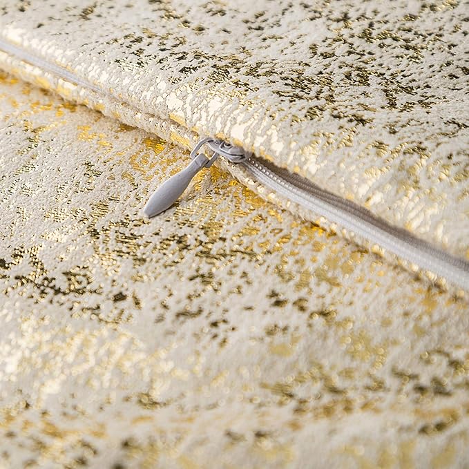 Xinrjojo Champagne Throw Pillows 16x16 inch, Gold and White Pillow Covers, Set of 2,Glitter Decorative Velvet Pillow Covers,Solid Color Cushion Covers for Sofa Bedroom Car (Bronzing- Champagne)
