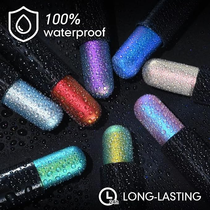 CHARMACY New Duochrome Long Stay Eyeshadow Stick, Creamy Eye Shadow Stick, Multicolor-Shifting Glitter Eyeshadow, Waterproof & Smudge-Proof, High Pigmented, Built-in Smudger #01