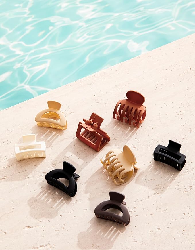 Small Hair Clips for Women Girls, 8 PCS 1.6 Inch Hair Claw Clips for Thin/Medium Thick Hair 4 Style Matte Hair Jaw Clips Non-Slip Tiny Hair Accessories