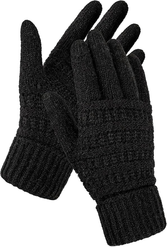 AURUZA Women's Winter Gloves Knit Touch Screen Soft Warm Elastic Full Fingers Glove for Cold Weather One Size Men