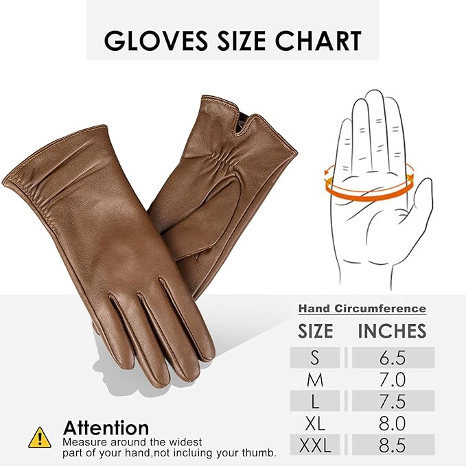 Dsane Womens Winter Leather Touchscreen Texting Warm Driving Lambskin Pure Genuine leather Gloves