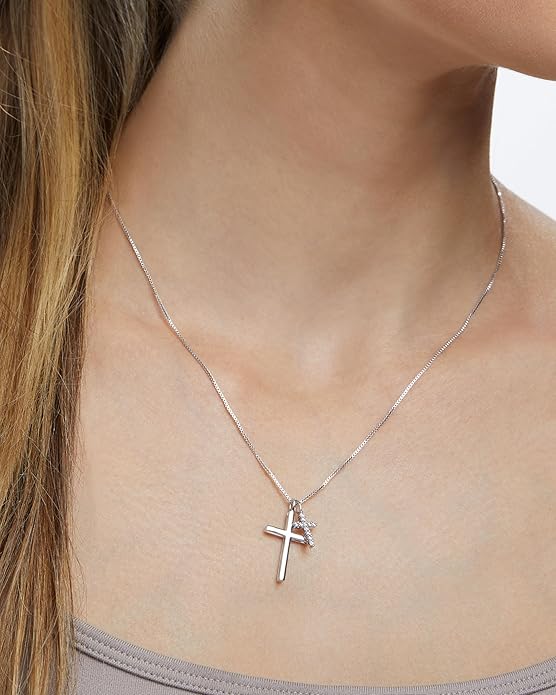 Milla 14K Gold Plated Cross Necklace for Women, Silver Cross Necklaces for Women, 18 inches Chain with Cross Pendant