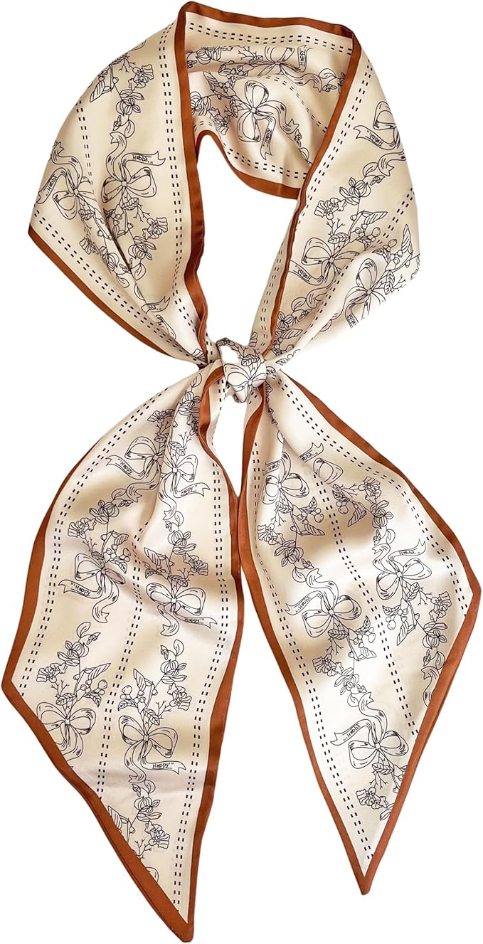 Silk Head Scarf for Hair Fashion Headwrap for Women Lightweight Neck Tie
