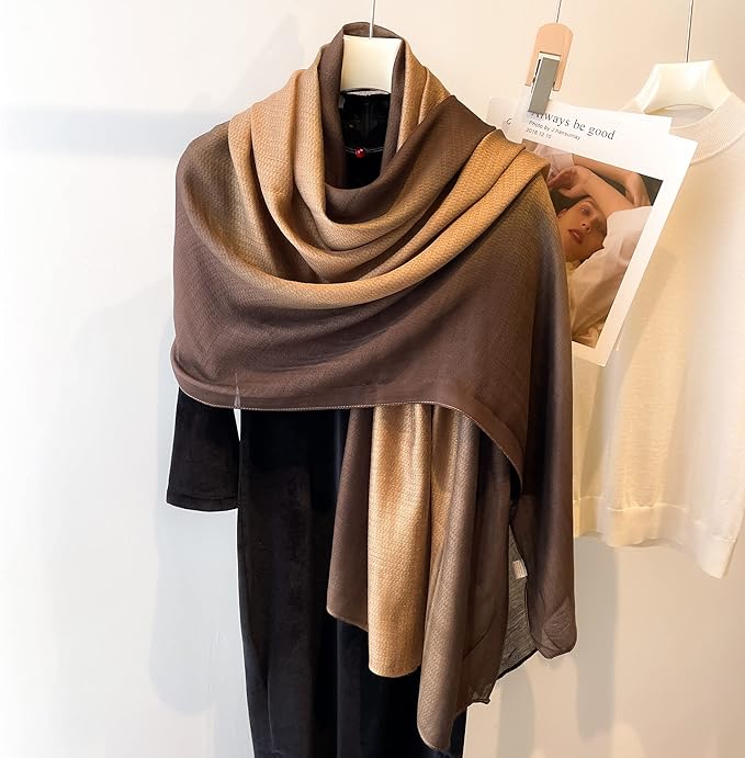 WINCESS.YU Women Gradient Scarf Long Shawls and Wraps Fashion Plain Pashmina Formal Scarf