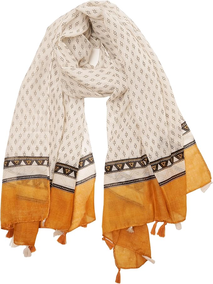 YOUR SMILE Large Boho Scarf for Women Lightweight Floral Printed Scarves Fall Winter Fashion Fringed Shawl wraps