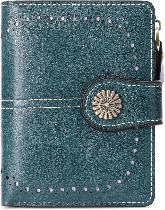 Premium Slim Genuine Leather Bifold Wallet for Women with Advanced RFID Blocking Technology and Zippered Coin Compartment (Blue)