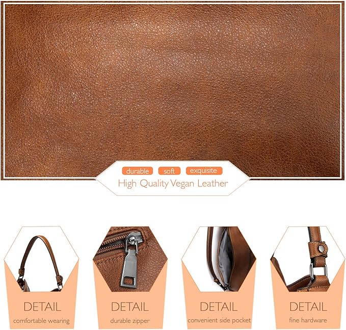Realer Hobo Crossbody Bags for Women Designer Faux Leather Hobo Handbags Retro Large Size Shoulder Bag Bucket Purse