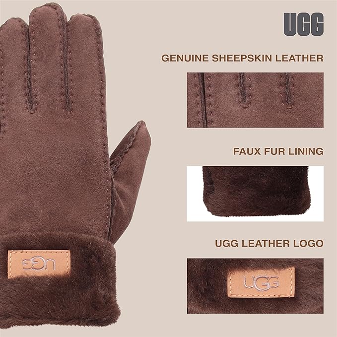 UGG womens Turn Cuff Water Resistant Sheepskin Gloves