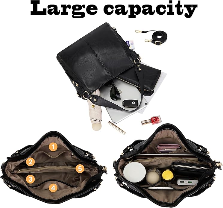 Women's Hobo Handbags Crossbody Bags Ladies Tote Shoulder Bags Purses and Wallet Set 2pcs