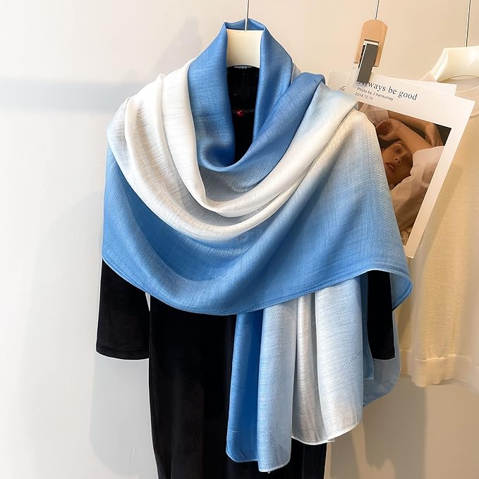 WINCESS.YU Women Gradient Scarf Long Shawls and Wraps Fashion Plain Pashmina Formal Scarf