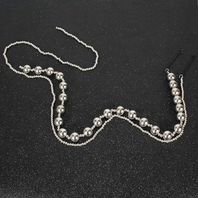 2PCS Dreadlocks Metal Tassel Ponytail Multi-Strand Hair Chain Prom Party Concave styling hair accessories hair extension chain with clip for girls and women (silver)