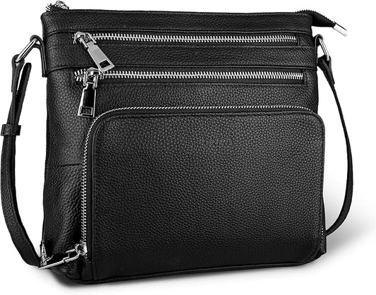 befen Genuine Leather Crossbody Bags for Women, Medium Anti-Theft Shoulder Purse with Built in RFID Wallet for Travel