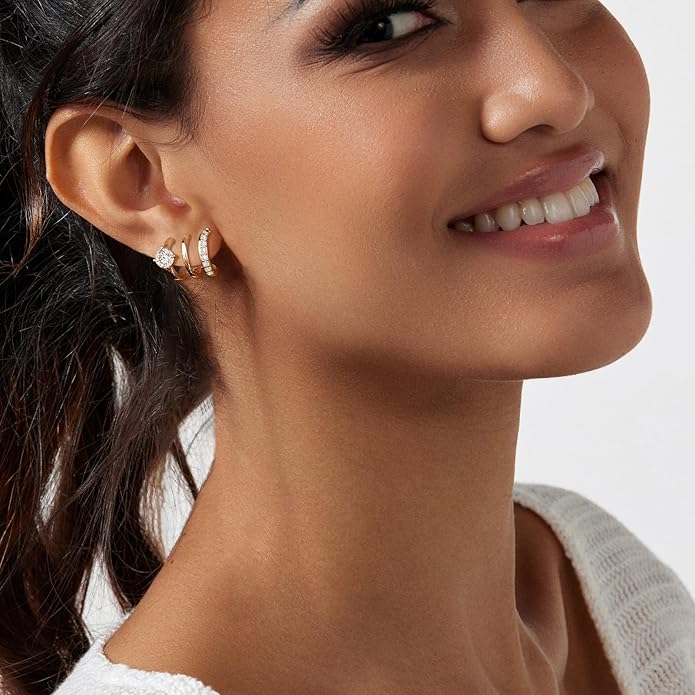 IMBOS Earrings for Women Trendy 14K Gold Stud Earrings Claw Earring Dainty Simple Minimalist Gold Earring Hypoallergenic Jewelry for Women Gifts