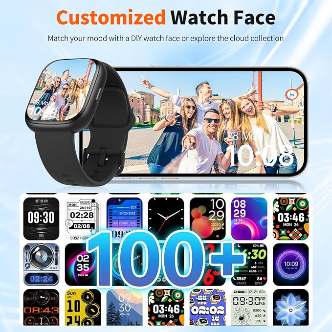 2025 Upgraded Smart Watch Alexa Built-in【1.83" HD Touchscreen】【BT5.3 Call, 100+ Sports Modes & IP68 Waterproof】 Fitness Tracker 24/7 Heart & Sleep Monitor for Android iOS Men Women