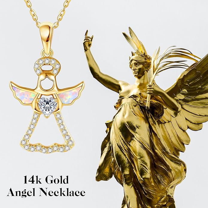 ELFRONT Mothers Day Gifts 14k Real Gold Dainty Necklace, Solid Gold Delicate Pendant For Women Mom Lover