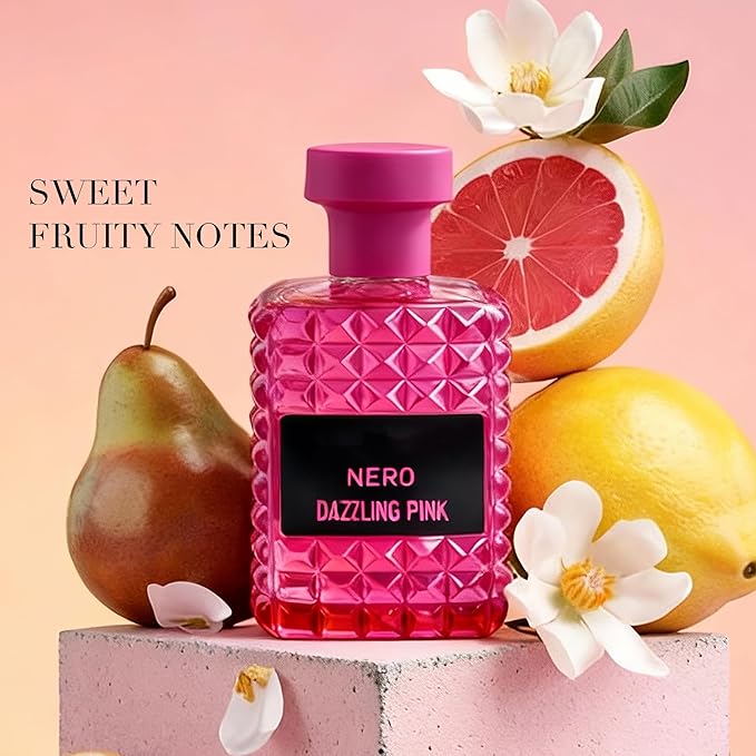 VALENTINE-DAZZLING PINK EDP Perfume for Women, Grapefruit & Jasmine Scent, Long Lasting Floral Fragrance, Cologne for Daily Use, 3.4 Fl Oz