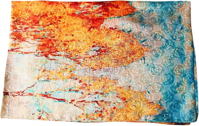 100% Mulberry Silk Scarfs for Women Floral Print Satin Long Scarf for Headscarf Hair Wraps Shawl with Gift Packed