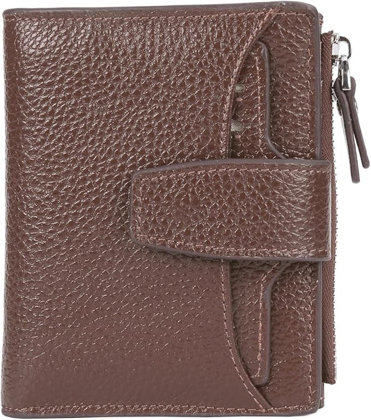 AINIMOER Women's RFID Blocking Leather Small Compact Bi-fold Zipper Pocket Wallet Card Case Purse with id Window