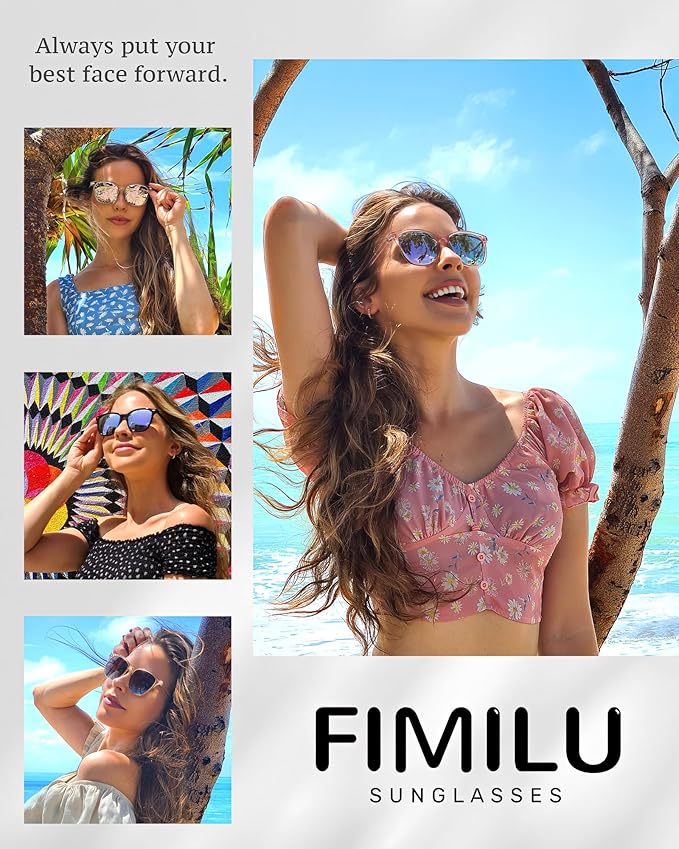 FIMILU 2 Packs Sunglasses for Women Polarized UV400 Protection Lens Big Frame Fashion Glasses Trendy Stylish Shade