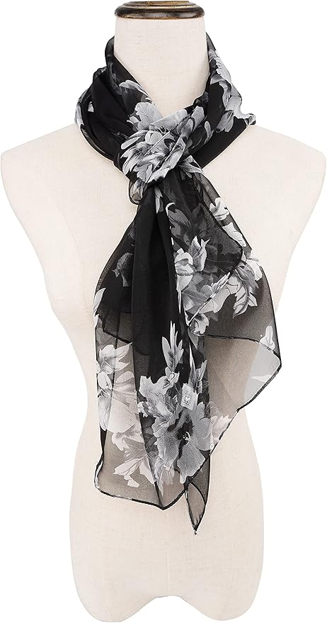 YOUR SMILE Ladies/Women's Lightweight Floral Print/Solid Color mixture Shawl Scarf For Spring Summer season