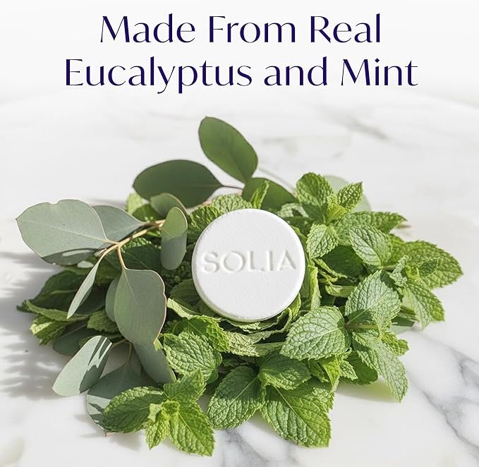 Solia Shower Steamers Eucalyptus and Menthol 15-Pack - Patent-Pending - Real Essential Oil Eucalyptus Shower Bombs Gift Set, Menthol Tablets, Spa Steamers Aromatherapy Selfcare Bath Gifts for Women