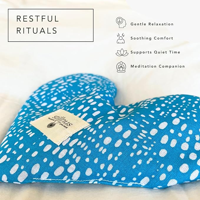 Weighted Heart Eye Pillow with Organic Lavender & Flaxseed – Relaxation Gift for Women, Meditation Tool, Mindful Rest, Cooling Eye Mask, Wellness Self-Care Kit
