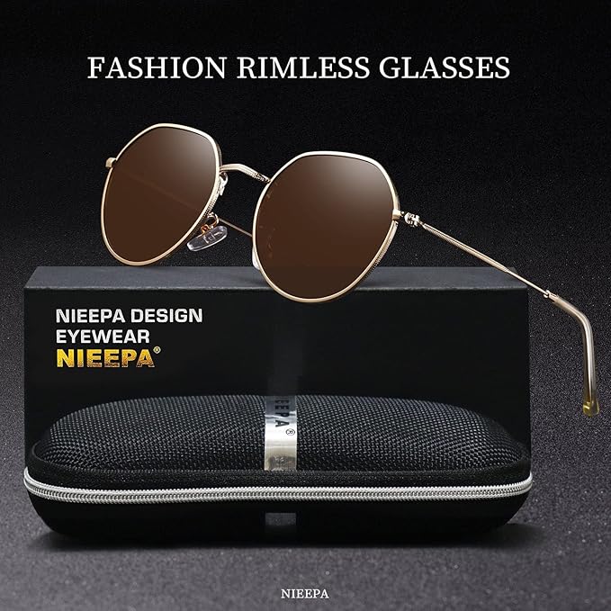 Polarized Polygon Round Sunglasses Classic Half Hexagon Circle Vintage Sun Glasses For Women Men Retro Shades NP1008