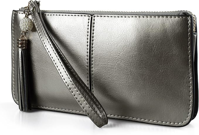 befen Genuine Leather Wristlet Clutch for Women Ultra-Slim Ladies Credit Card Holder Wallet Purses with RFID Protection