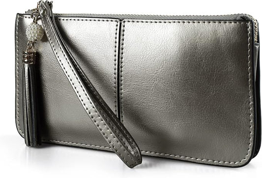 befen Genuine Leather Wristlet Clutch for Women Ultra-Slim Ladies Credit Card Holder Wallet Purses with RFID Protection