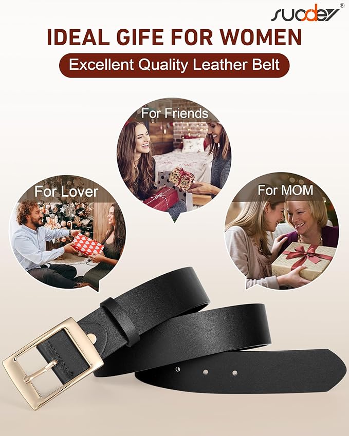 SUOSDEY Fashion Womens Leather Belts,Wide Waist Belt with Pin Buckle for Jeans Pants Dresses,1.5" width