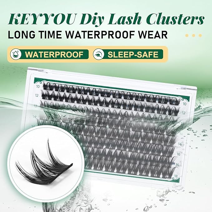Lash Clusters,96 Pcs Cluster Lashes D Curl 10-18MIX DIY Lash Extensions Eyelash Clusters,KEYYOU Volume Wispy Individual Lashes Soft&Comfortable Easy DIY at Home(Y31,D-10-18MIX)