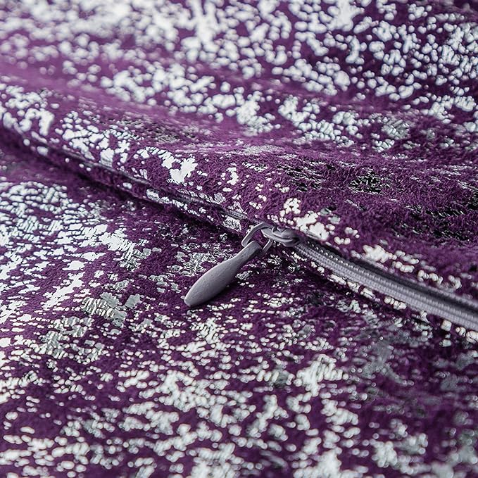 Xinrjojo Set of 2,24 x 24 in,Throw Pillow Covers, Cushion Cases, Decorative Square Pillow Case, Slipover Pillowslip for Home Sofa Couch Chair Back Seat Bedroom Car (Silver- Lavender Purple)
