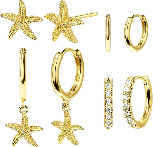 Small Gold Huggie Hoop Earrings Set for Women Men Hypoallergenic 14K Plated Stack Cartilage Earrings, Multiple Piercing Lightweight Mini Thin Cute Dainty Trendy Jewelry Set Christmas Gifts for Women