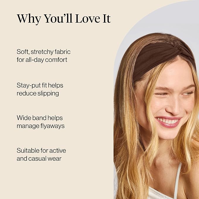 Kitsch Wide Headbands for Women - Fashion Sports Headband for Workout, Yoga, Gym, Running, Exercise | Stretchy Head Bands for Women’s Hair | Hair Accessories | Ideal Gifts for Women - Rosewood, 2pcs