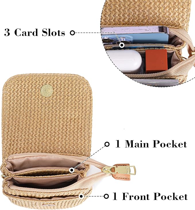 MINICAT Straw Small Summer Purses for Women Crossbody Purse Beach Bags for Everyday Cruise Travel Vacation Essentials | Straw, Small, Summer, for Everyday, Cruise, Travel, Vacation, Essentials