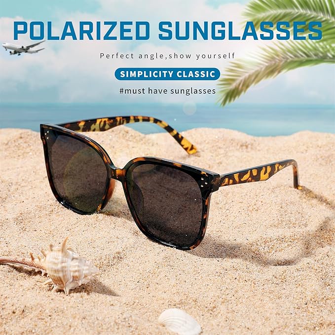FEISEDY Oversized Polarized Sunglasses - UV400 Protection, Square Fashion Sun Glasses for Outdoor & Daily B2600