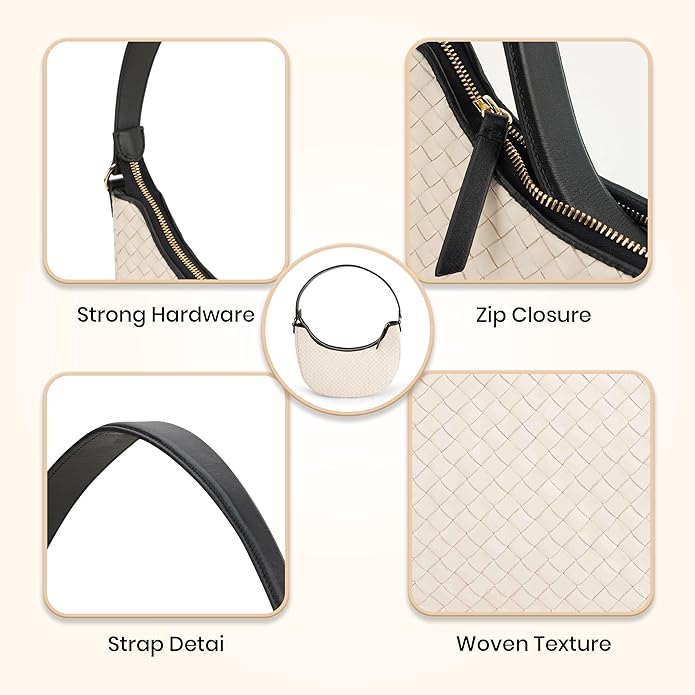 Handmade Woven Genuine Leather Bag, Premium Quality, Crossbody Purse & Hobo Handbag, Diagonal Pattern, 11.81x3.94x9.06 Inches