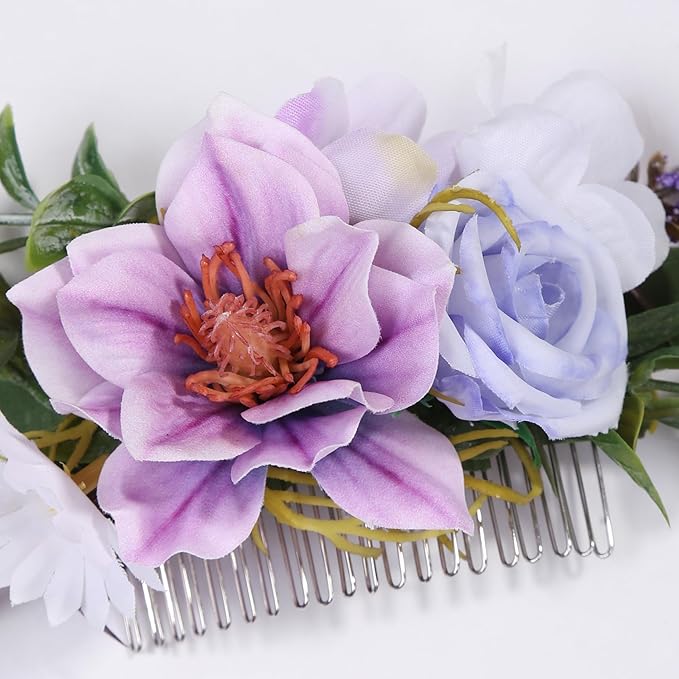 Flower Hair Clip for Women - Elegant Hair Accessory for Wedding, Party & Daily Wear (Lavender)