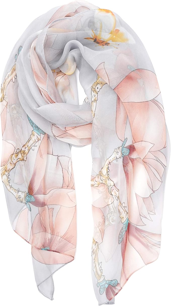 YOUR SMILE Ladies/Women's Lightweight Floral Print/Solid Color mixture Shawl Scarf For Spring Summer season